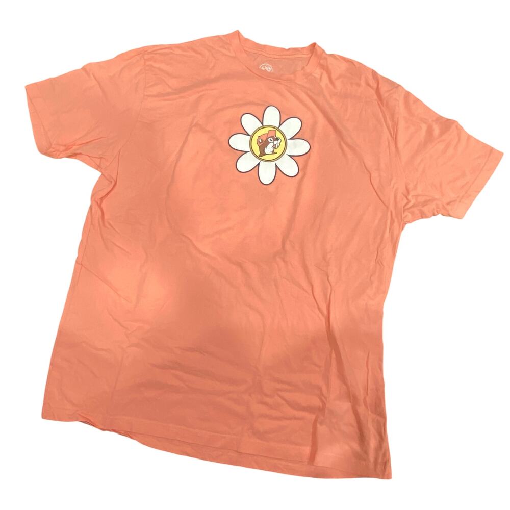 Buc-ees Tee "Buc-ee's More Worry Less" Size 2XL Peach Color Daisy T-Shirt